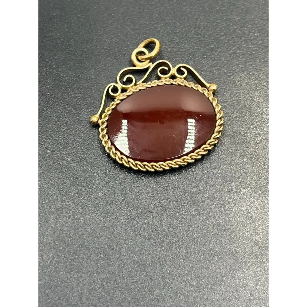Antique Victorian Gold‎ Filled  Carnelian Intaglio Centurion Roman Pendant